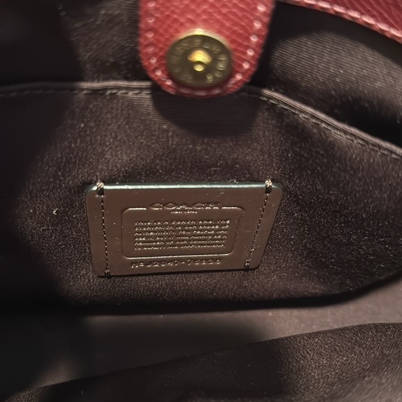 Coach Etta deep red gold accent hardware carryall satchel bag new - Picture 5 of 16